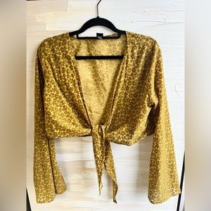 Wild Fable Floral Velvet Blouse M Tie Front